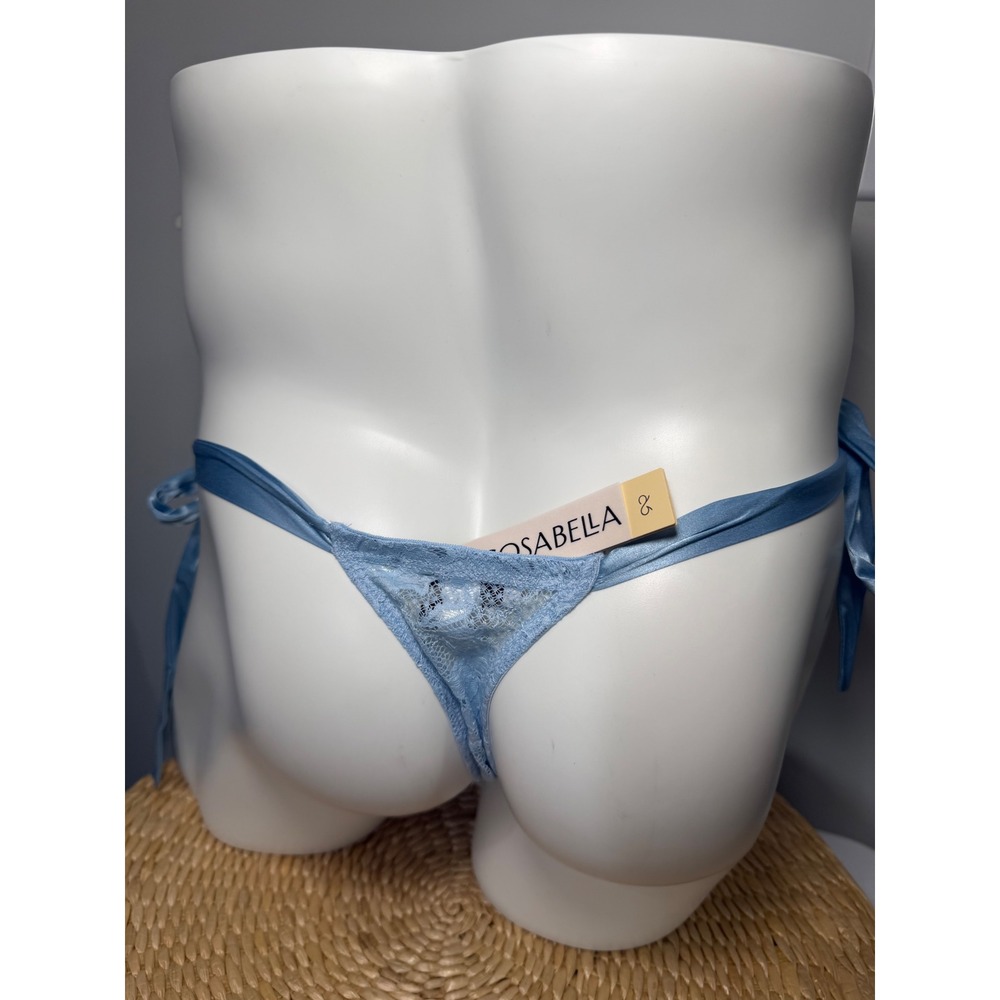 Cosabella Never Say Never Men's Italian Thong Aasmani Blue Silk Ties S NWT - Picture 11 of 16